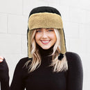 Winter Aviator Hat Thickened Cotton with Earmuffs Black, One Size