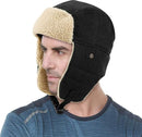 Winter Aviator Hat Thickened Cotton with Earmuffs Black, One Size