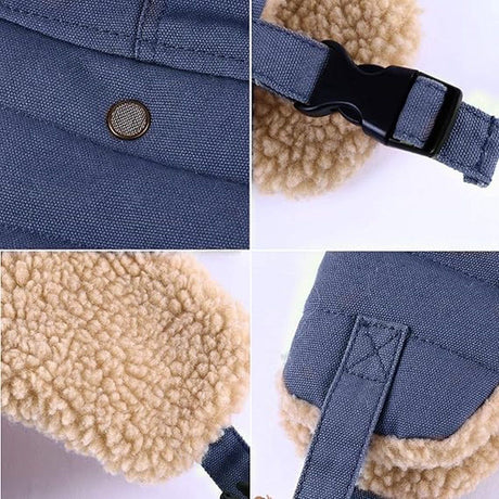 Winter Aviator Hat Thickened Cotton with Earmuffs Navy Blue, One Size