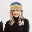Winter Aviator Hat Thickened Cotton with Earmuffs Navy Blue, One Size