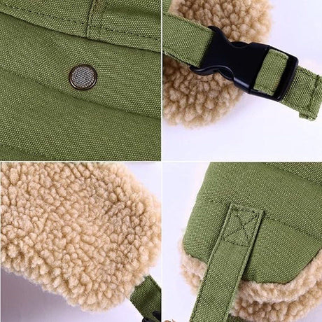 Winter Aviator Hat Thickened Cotton with Earmuffs Green, One Size