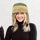 Winter Aviator Hat Thickened Cotton with Earmuffs Green, One Size