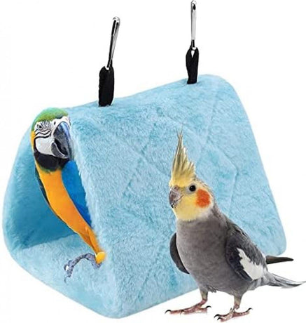 1 Piece Plush Parrot Hammock Winter Warm Hanging Bed Blue