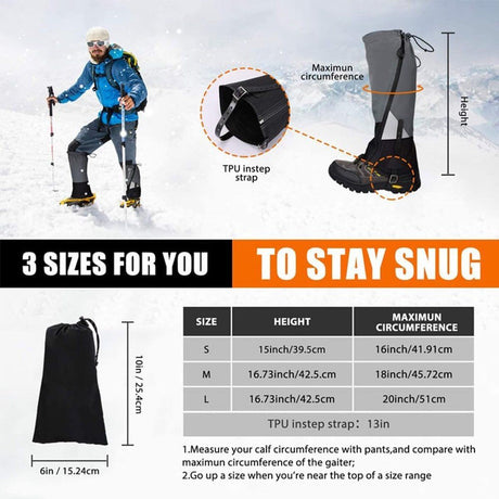 Leg Warmers Waterproof Tear Resistant Adjustable Boot Covers for Hiking, Size L, 42.5 cm