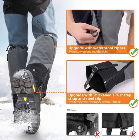 Leg Warmers Waterproof Tear Resistant Adjustable Boot Covers for Hiking, Size L, 42.5 cm
