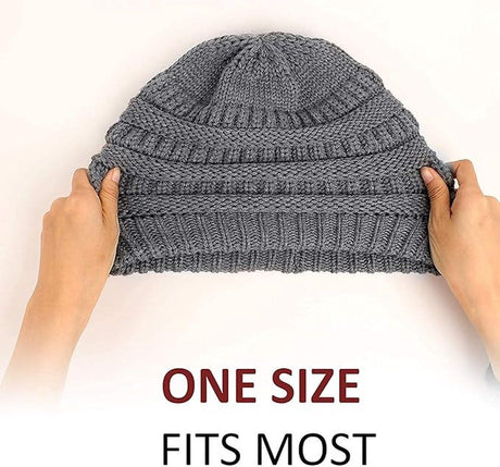 Womens Slouchy Ski Hat Warm with Satin Lining Dark Gray, 52-60 cm
