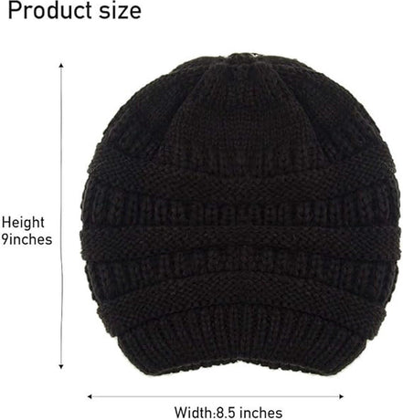 Womens Slouchy Ski Hat Warm with Satin Lining Dark Gray, 52-60 cm