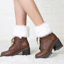 2 Piece Boot Cuff Socks Knitted Leg Warmers Black White, One Size