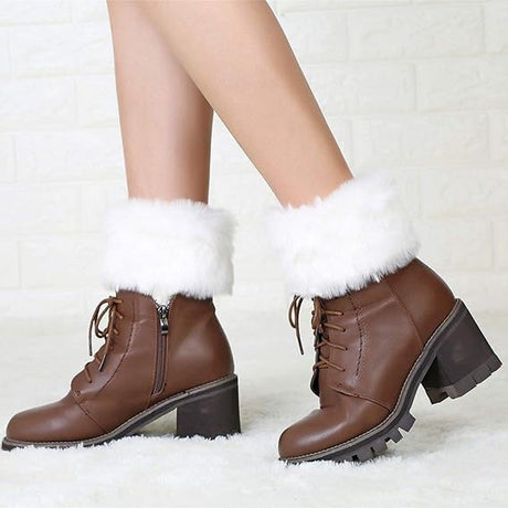 2 Piece Boot Cuff Socks Knitted Leg Warmers Black White, One Size