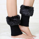 2 Piece Boot Cuff Socks Knitted Leg Warmers Black White, One Size