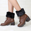 2 Piece Boot Cuff Socks Knitted Leg Warmers Black White, One Size