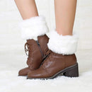 2 Piece Boot Cuff Socks Knitted Leg Warmers Black White, One Size