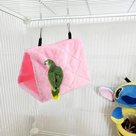 1 Piece Plush Parrot Hammock Winter Warm Bed Pink