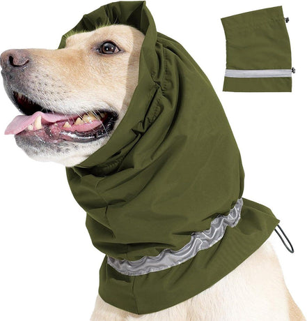 Dog Winter Earmuffs Calming Waterproof Snowproof Army Green, Size S, 30-44 cm