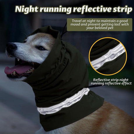 Dog Winter Earmuffs Calming Waterproof Snowproof Army Green, Size M, 40-54 cm