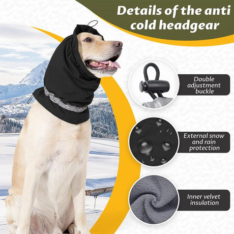 Dog Winter Earmuffs Calming Waterproof Snowproof Black, Size S, 30-44 cm
