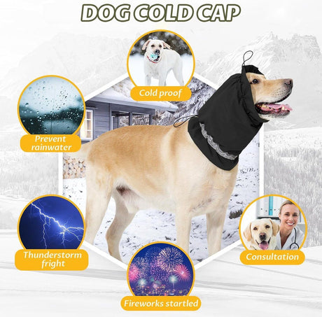 Dog Winter Earmuffs Calming Waterproof Snowproof Black, Size S, 30-44 cm