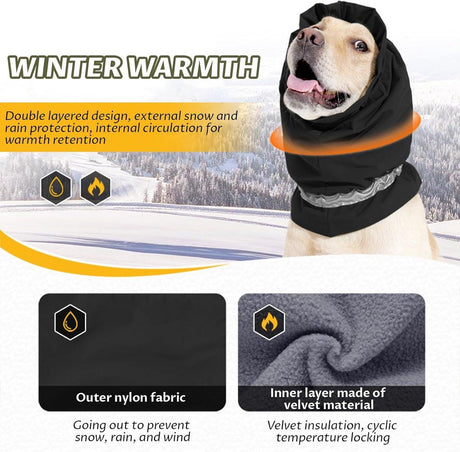 Dog Winter Earmuffs Calming Waterproof Snowproof Black, Size L, 50-64 cm