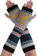 1 Pair Knitted Fingerless Arm Warmers Brown for Women
