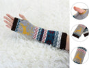 1 Pair Knitted Fingerless Arm Warmers Brown for Women