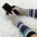 1 Pair Knitted Fingerless Arm Warmers Brown for Women