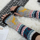1 Pair Knitted Fingerless Arm Warmers Brown for Women