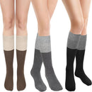 Womens Cotton Calf Socks Color Block Knitted Thermal Winter Socks