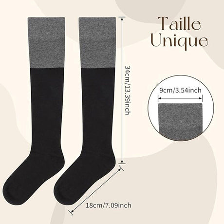 Womens Cotton Calf Socks Color Block Knitted Thermal Winter Socks