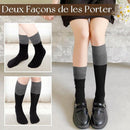 Womens Cotton Calf Socks Color Block Knitted Thermal Winter Socks