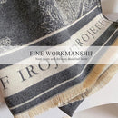 Womens Reversible Winter Scarf with Tassels Landscape Print, 180 x 65 cm