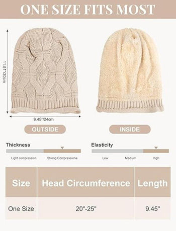 2 Piece Knitted Beanie Hat Set Ultra Warm Unisex Black White