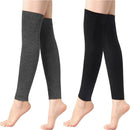 2 Pair Over the Knee Leg Warmers Knitted Long Socks Black Gray