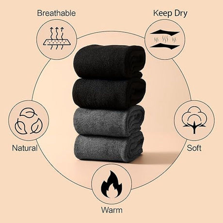 2 Pair Over the Knee Leg Warmers Knitted Long Socks Black Gray