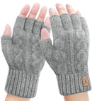 Fingerless Thermal Gloves Knitted Winter Gloves with Soft Lining