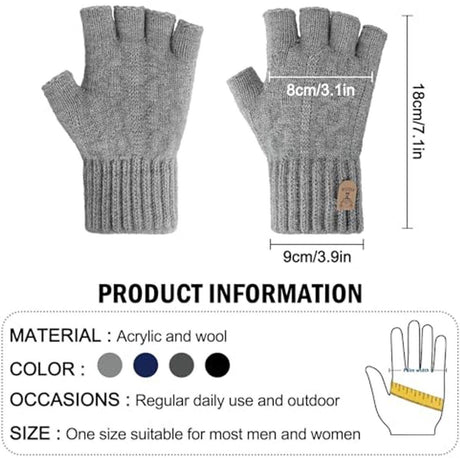 Fingerless Thermal Gloves Knitted Winter Gloves with Soft Lining