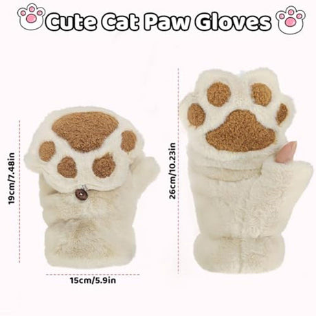 Fingerless Plush Winter Gloves Warm Cosplay Gloves for Women and Teen Girls