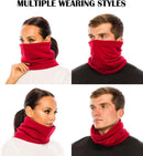 2 Pack Fleece Neck Warmers with Drawstring Red for Running and Cycling