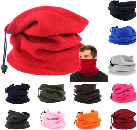 2 Pack Fleece Neck Warmers with Drawstring Red for Running and Cycling