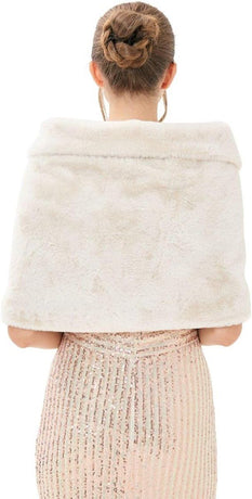 Womens Winter Scarf Poncho with Brooch, 155 x 37.5 cm