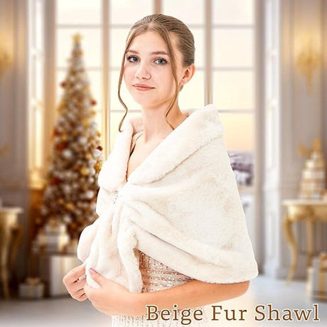 Womens Winter Scarf Poncho with Brooch, 155 x 37.5 cm