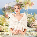 Womens Winter Scarf Poncho with Brooch, 155 x 37.5 cm