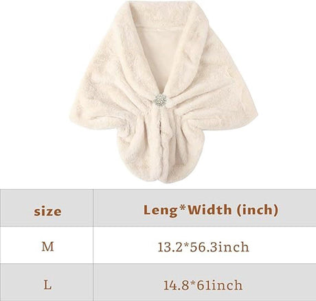 Womens Winter Scarf Poncho with Brooch, 155 x 37.5 cm