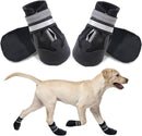 4 Piece Waterproof Dog Boots with Fleece Lining Non Slip Sole Black, Size XL