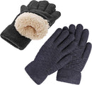 Womens Touchscreen Winter Gloves Thermal Knitted Fleece Lined Black