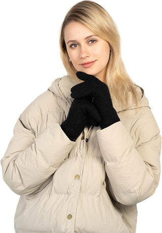 Womens Touchscreen Winter Gloves Thermal Knitted Fleece Lined Black