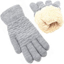 Womens Touchscreen Winter Mittens Thermal Knitted Fleece Lined Gray