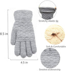 Womens Touchscreen Winter Mittens Thermal Knitted Fleece Lined Gray