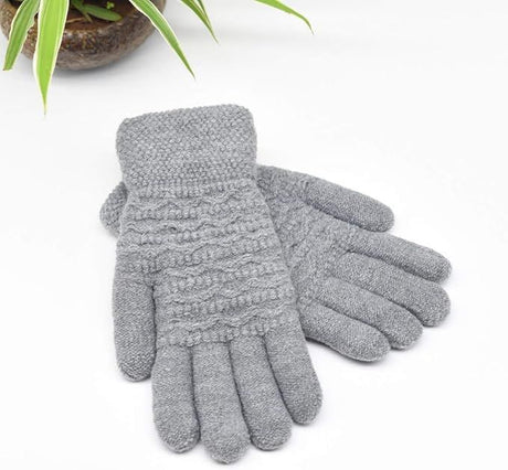 Womens Touchscreen Winter Mittens Thermal Knitted Fleece Lined Gray