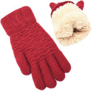 Womens Touchscreen Winter Mittens Thermal Knitted Fleece Lined Red