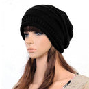 Womens Knitted Slouchy Beanie Winter Ski Hat Black